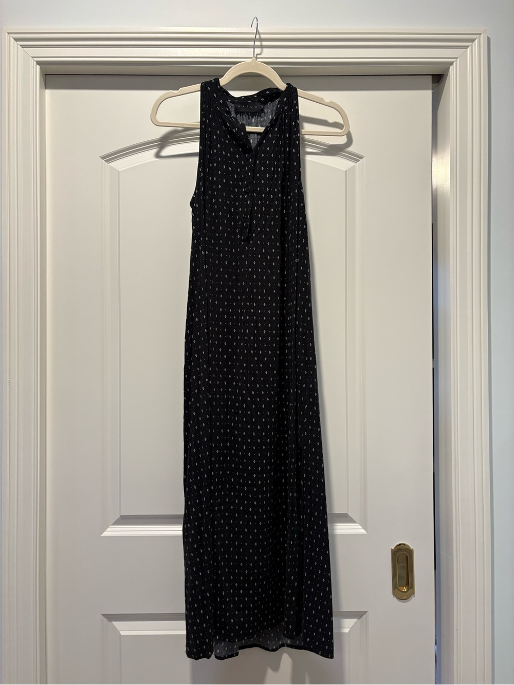 Hatch Black Dress with Tiny White Dot Print